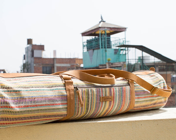 MUNIMUNI Aasha Zip Yoga Mat Bag by Woven - Light Mix Recycle Pattern - MuniMuni