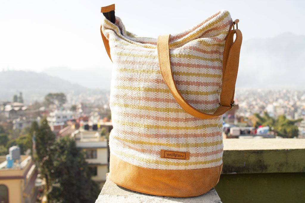Daily bag - Light Pink/ Green Check Pattern - MuniMuni
