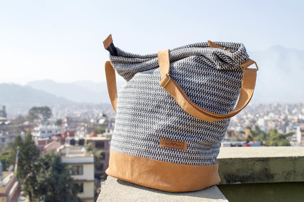 Daily bag - Black/ White Finer Pattern - MuniMuni