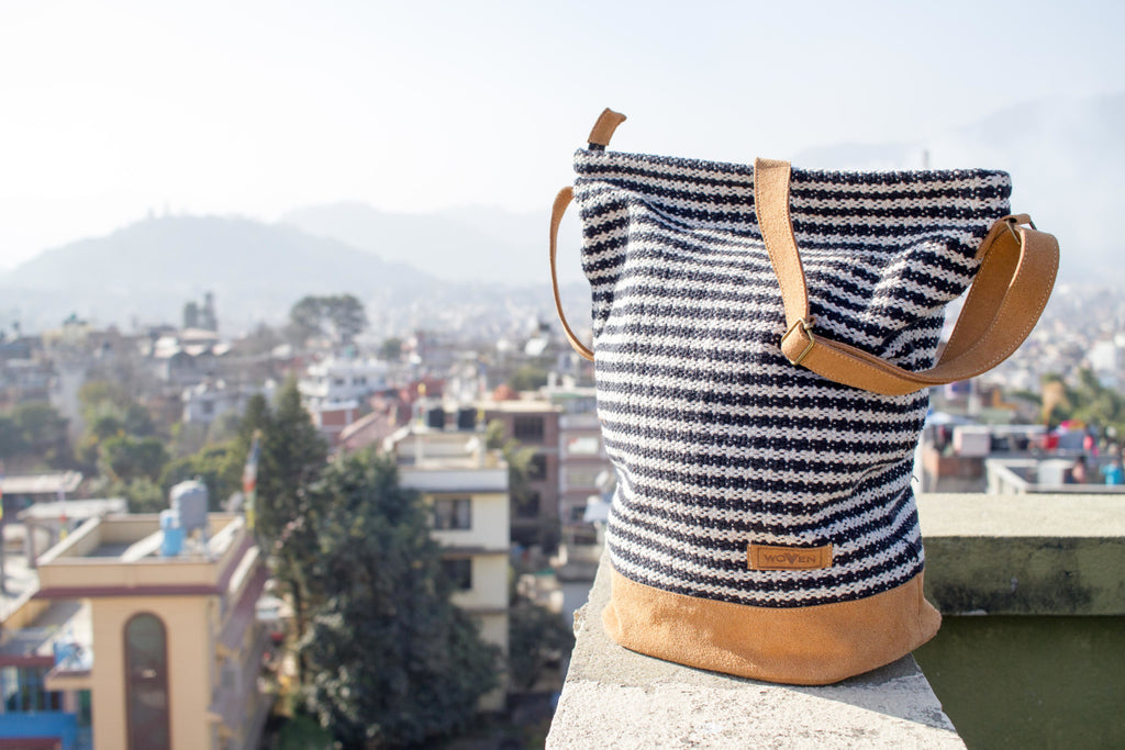 Daily bag - Black/ White Thicker Stripe - MuniMuni