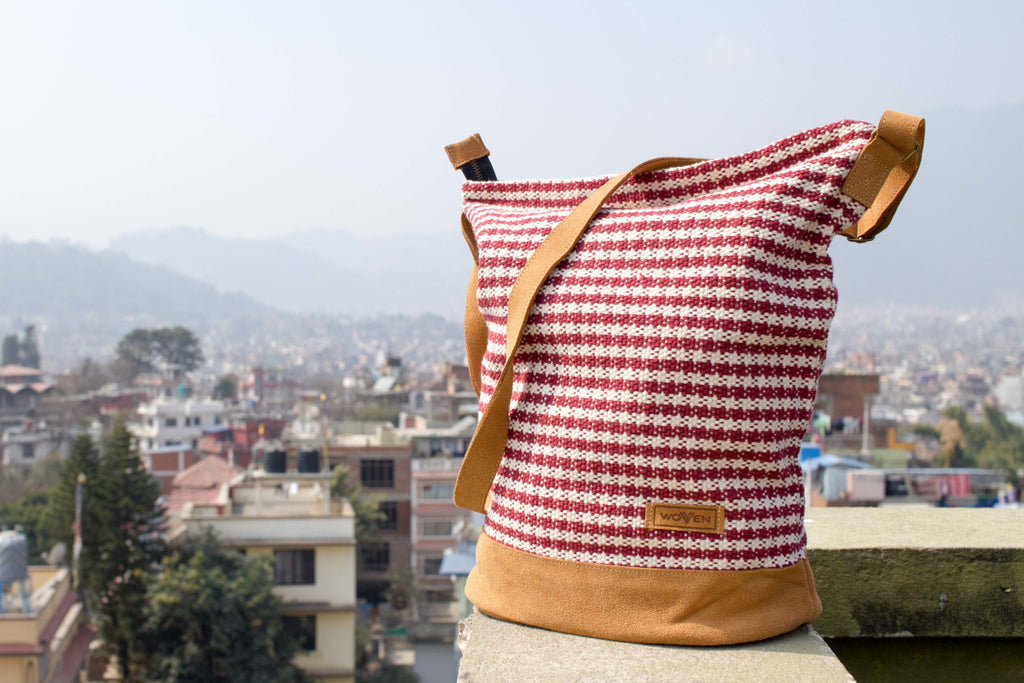 Daily bag - Red/ White Thicker Stripe - MuniMuni