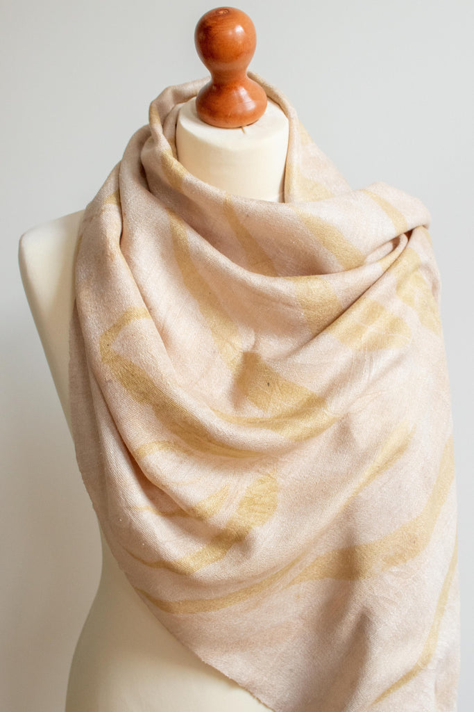 Eco-Printed Silk Leaf Scarf - Light Pink - MuniMuni