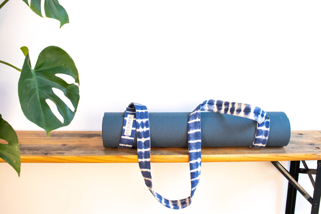 Tie Dye Yoga Carry Strap - Indigo Blue Stripe - MuniMuni