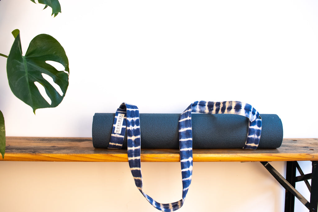 Tie Dye Yoga Carry Strap - Indigo Blue Stripe - MuniMuni