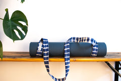 Tie Dye Yoga Carry Strap - Indigo Blue Stripe - MuniMuni
