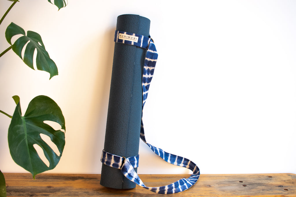 Tie Dye Yoga Carry Strap - Indigo Blue Stripe - MuniMuni