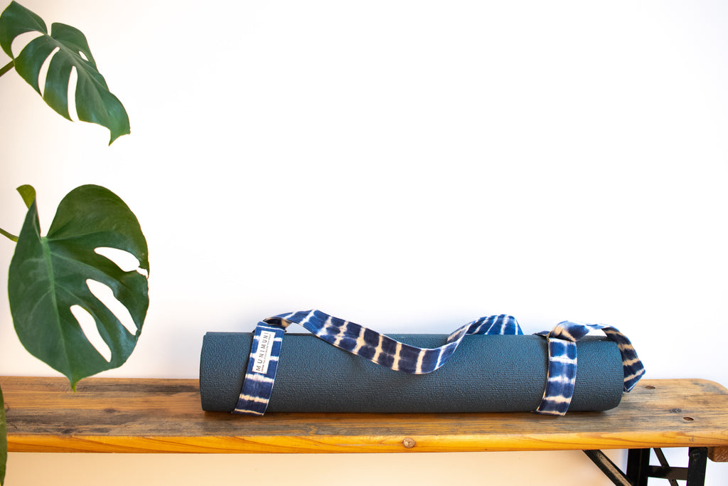 Tie Dye Yoga Carry Strap - Indigo Blue Stripe - MuniMuni