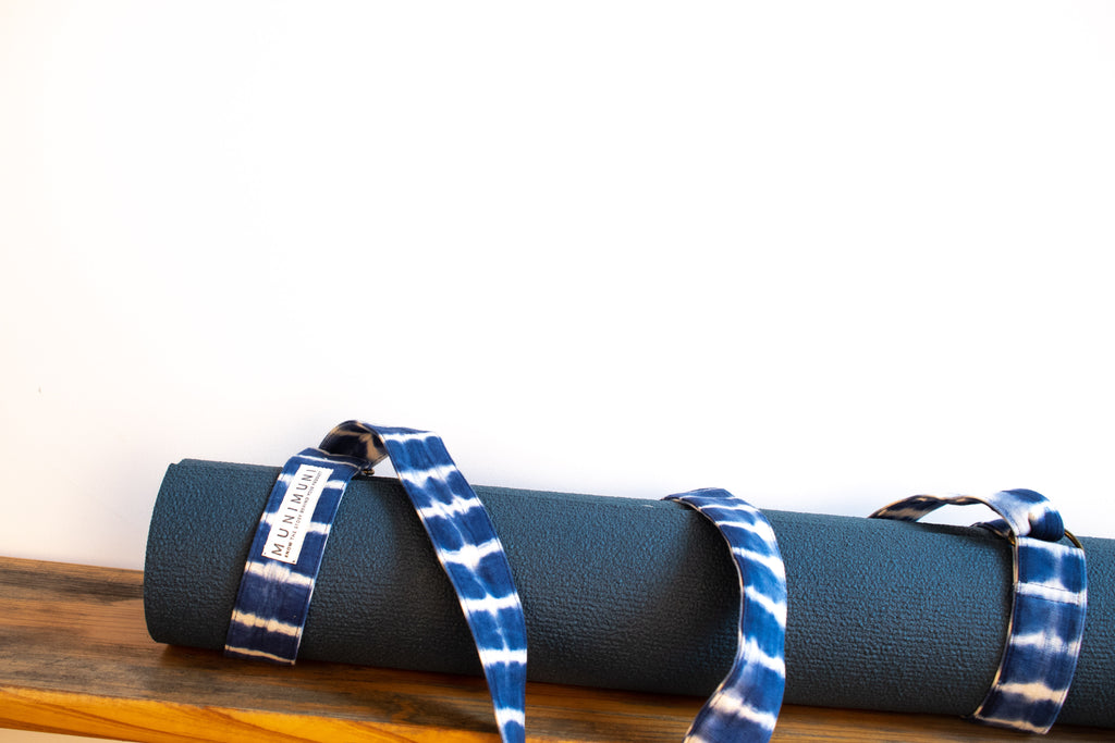 Tie Dye Yoga Carry Strap - Indigo Blue Stripe - MuniMuni