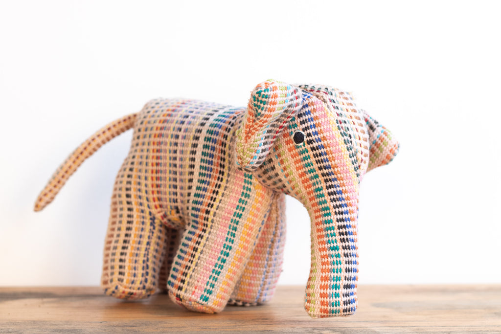 Fair Trade Handwoven Elephant - Recycle Pattern Pink Mix 2 - MuniMuni