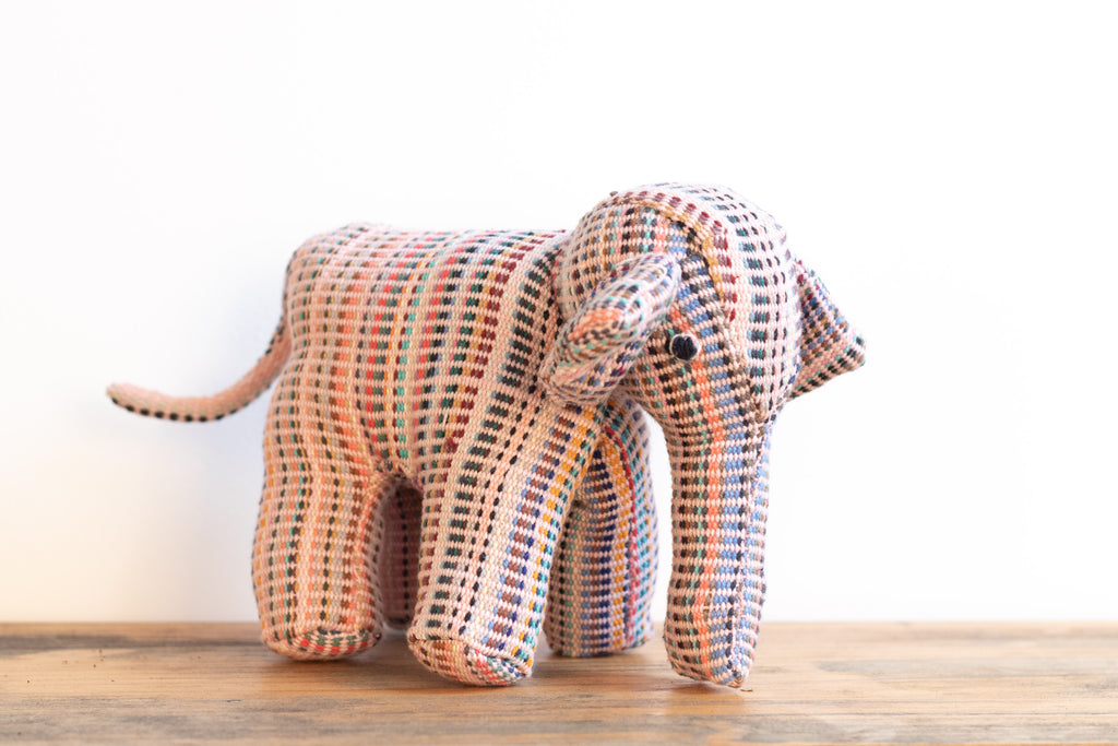 Fair Trade Handwoven Elephant - Recycle Pattern Pink Mix 4 - MuniMuni