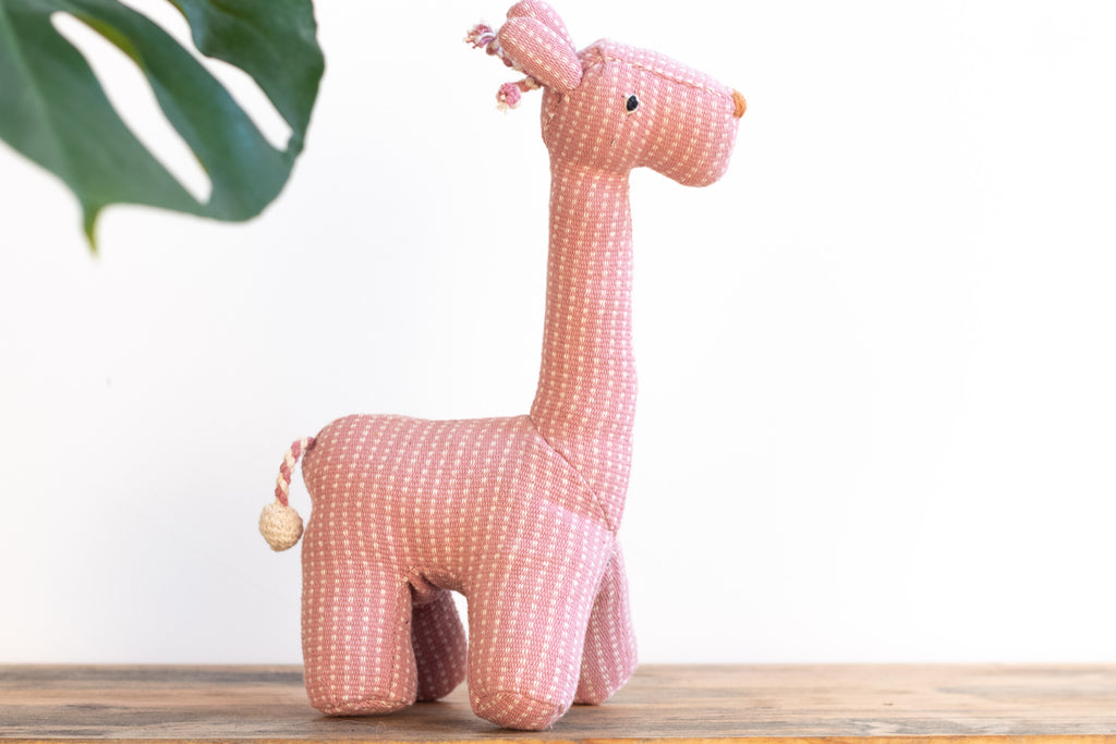 Fair Trade Handwoven Giraffe - Stripe Pattern Pink - MuniMuni