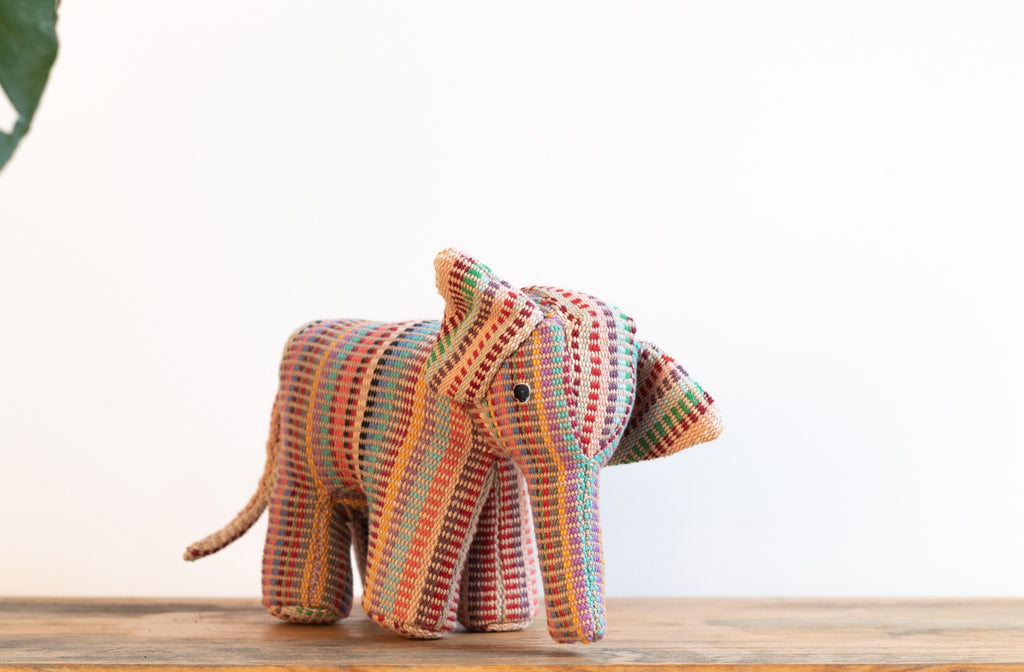 Fair Trade Handwoven Elephant - Recycle Pattern Pink Mix 1 - MuniMuni