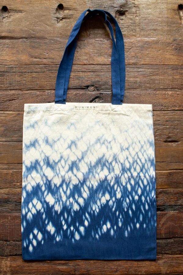 Tie Dye Tote Bag Small - Raindrop Indigo Blue - MuniMuni
