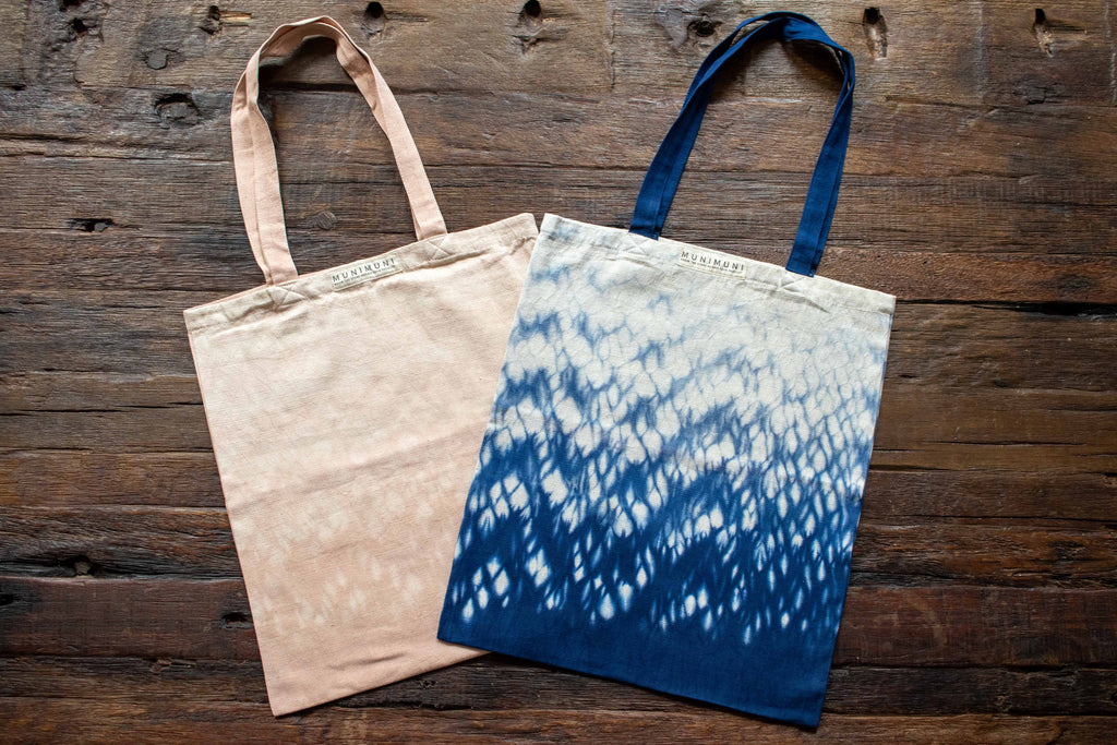 Tie Dye Tote Bag Small - Raindrop Indigo Blue - MuniMuni