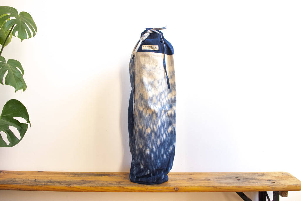 Tie Dye Yoga Mat Bag - Raindrop Indigo Blue - MuniMuni