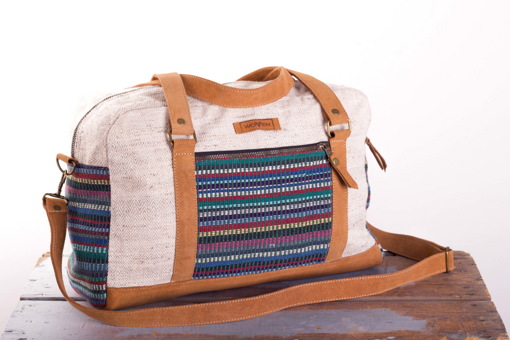 Handbag - Dark Green/ Blue Recycle Pattern - MuniMuni