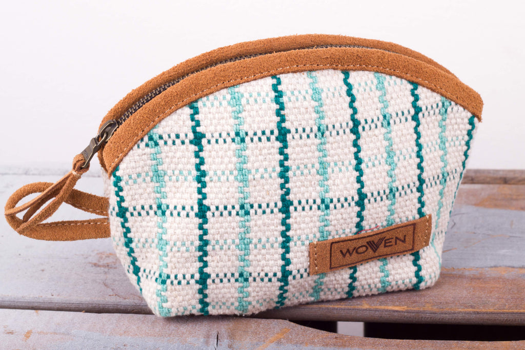 M-Purse -  Turquoise/ White Check Pattern - MuniMuni