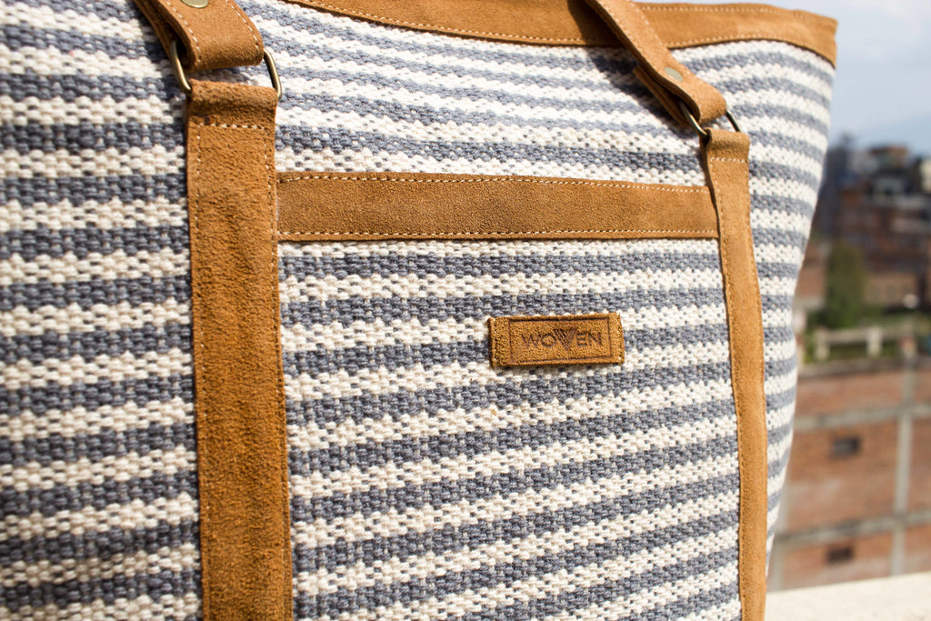 Motherbag Light Blue White Thicker Stripe