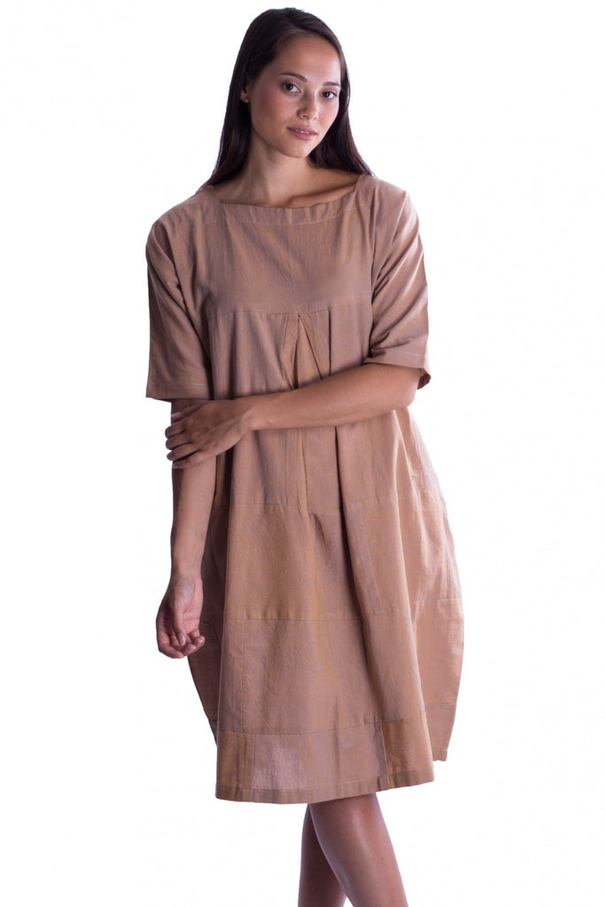MuniMuni - Patch Dress - Gold/ Brown - MuniMuni