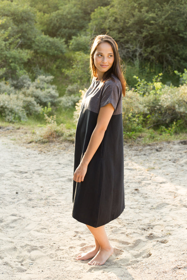 Drichu - 2 Color Dress - Black/ Bronze