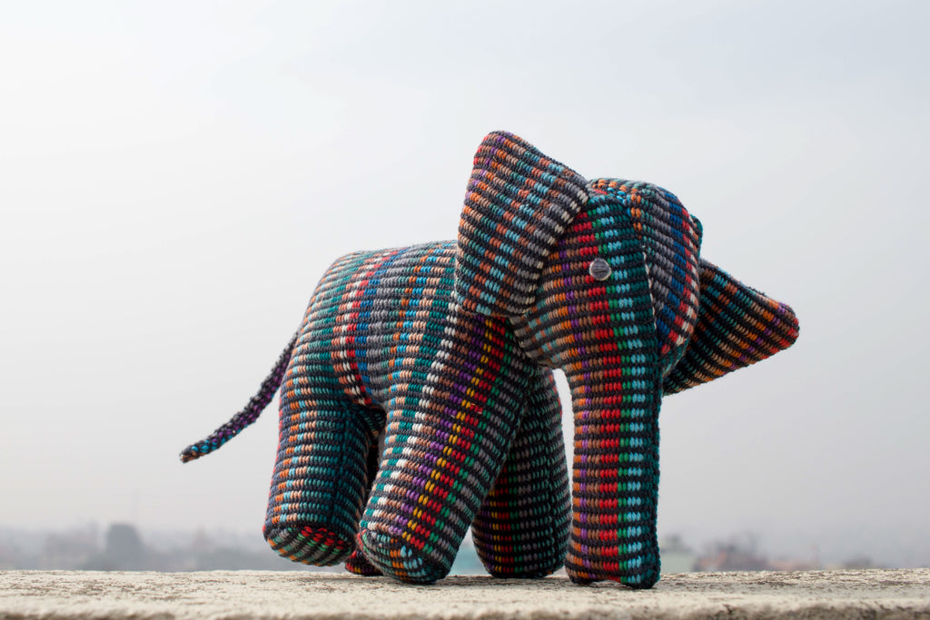 Fair Trade Handwoven Elephant - Recycle Pattern Darker - MuniMuni