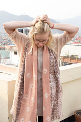 MuniMuni Tie Dye Scarf - Dot Old Pink/ Brown - MuniMuni
