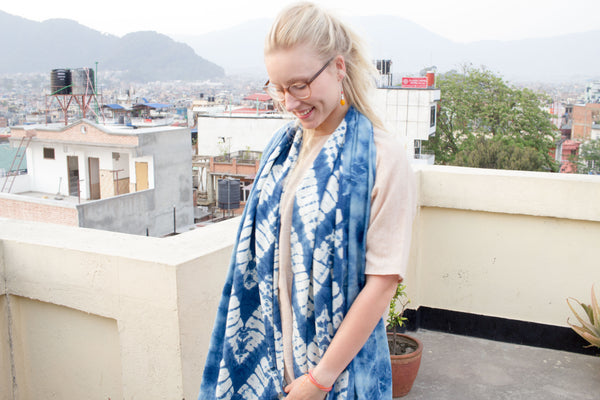 MuniMuni Tie Dye Scarf - Zig Zag Indigo - MuniMuni