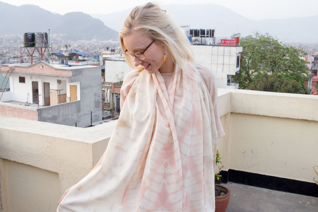 MuniMuni Tie Dye Scarf - Zig Zag Light Pink - MuniMuni