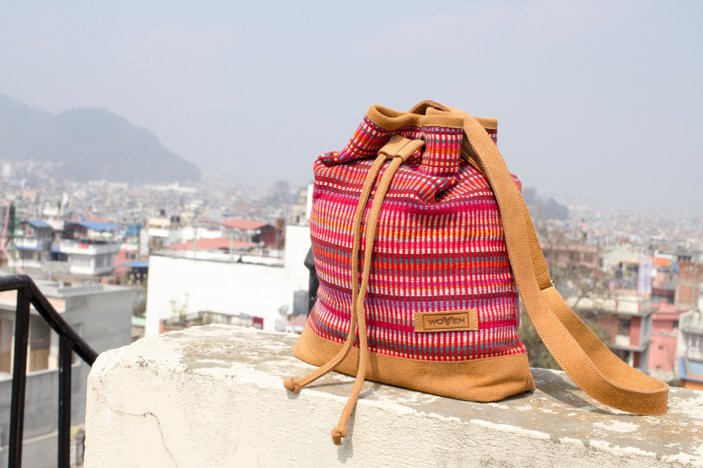 Muzza bag - Fuchsia Pink Recycle Pattern - MuniMuni