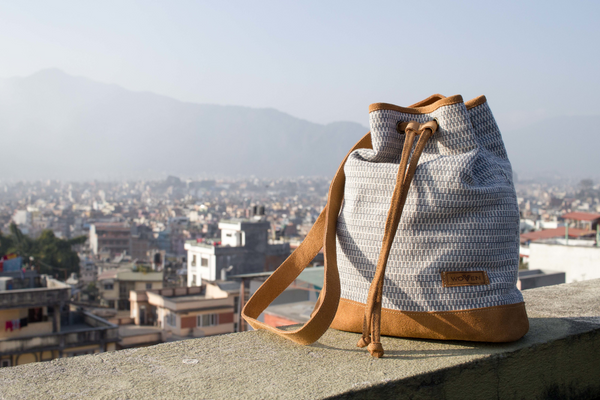 Muzza bag - Grey/ Blue Finer Pattern - MuniMuni