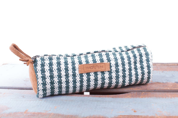 Pencil Case - Green/ White Thicker Stripe - MuniMuni