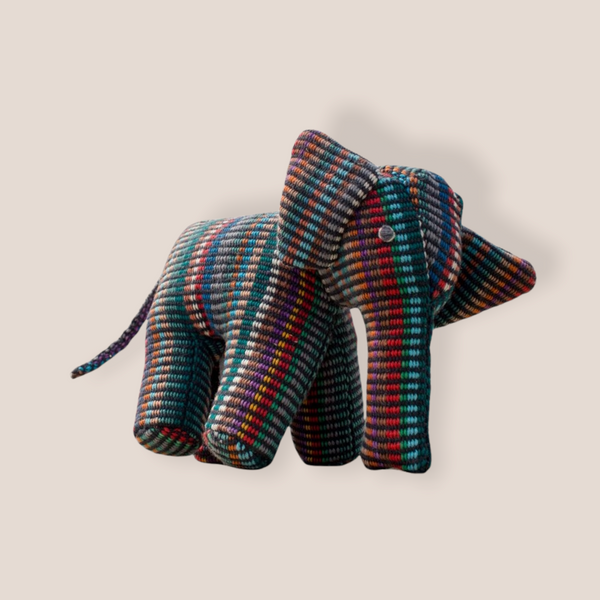 Fair Trade Handwoven Elephant - Recycle Pattern Darker