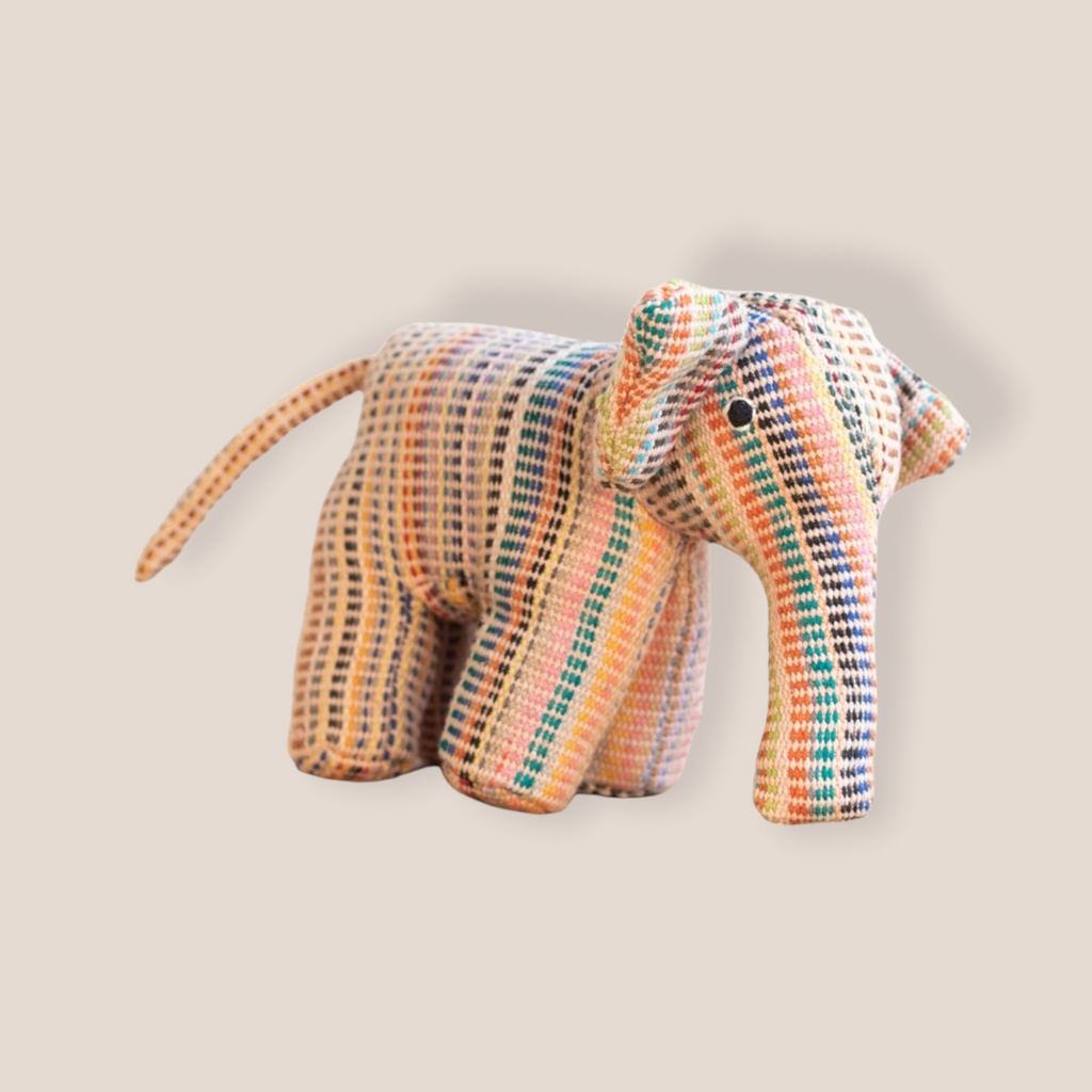 Fair Trade Handwoven Elephant - Recycle Pattern Pink Mix 2