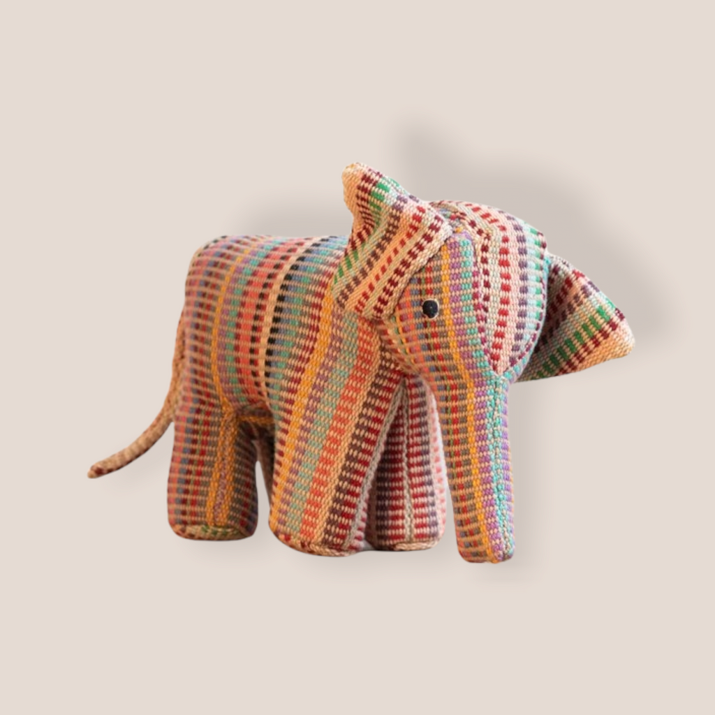 Fair Trade Handwoven Elephant - Recycle Pattern Pink Mix 1