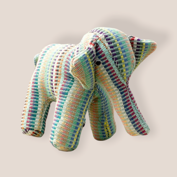 Fair Trade Handwoven Elephant - Recycle Pattern Green