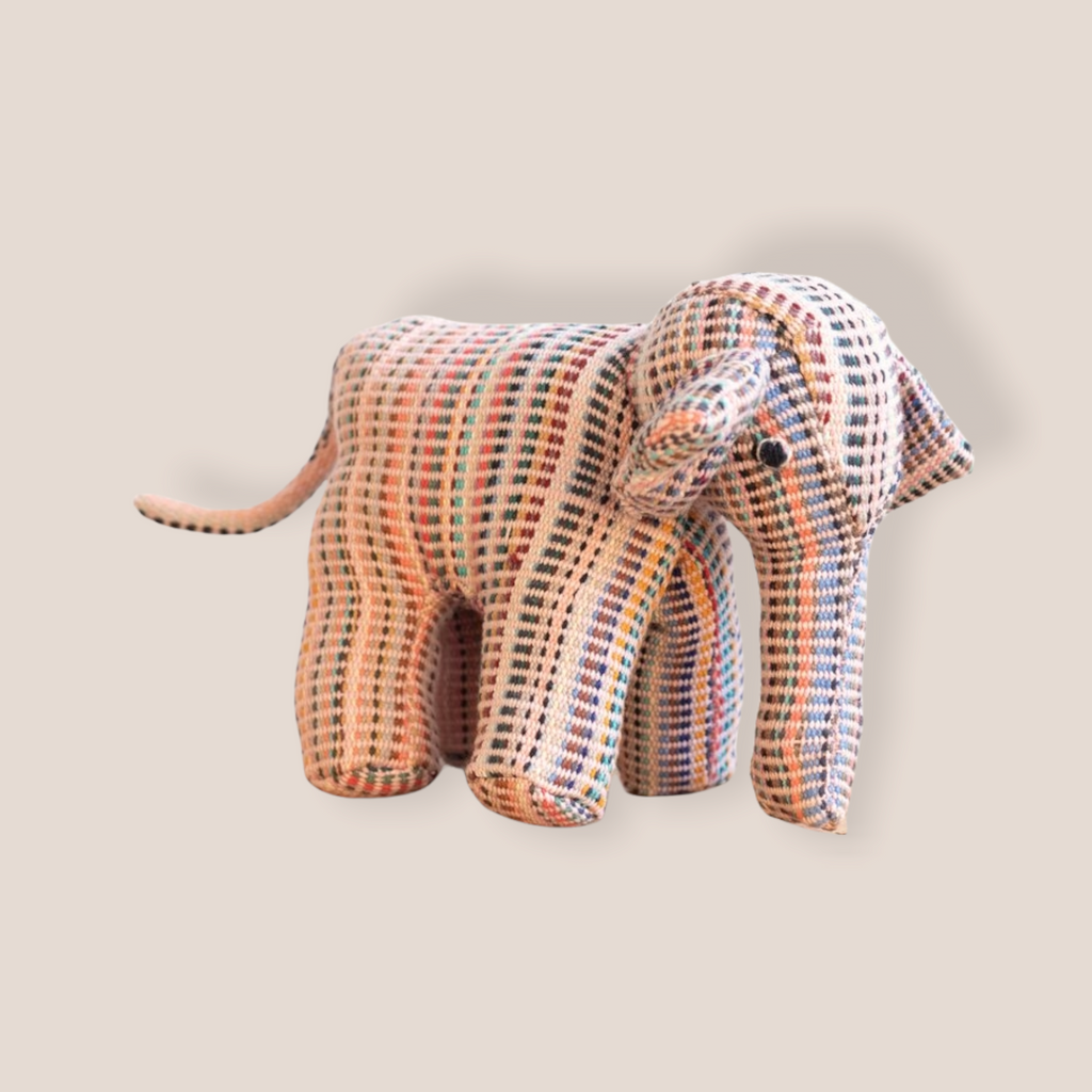 Fair Trade Handwoven Elephant - Recycle Pattern Pink Mix 4