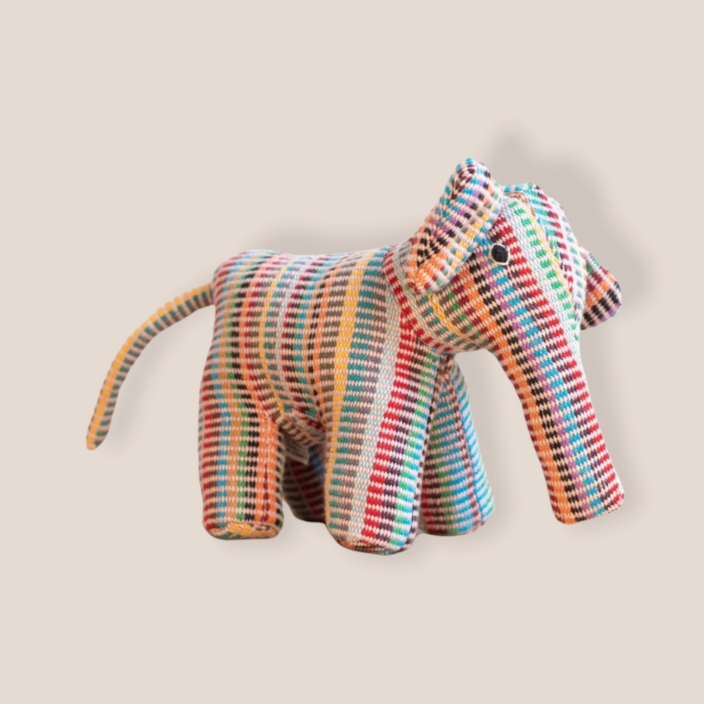 Fair Trade Handwoven Elephant - Recycle Pattern Pink Mix 3