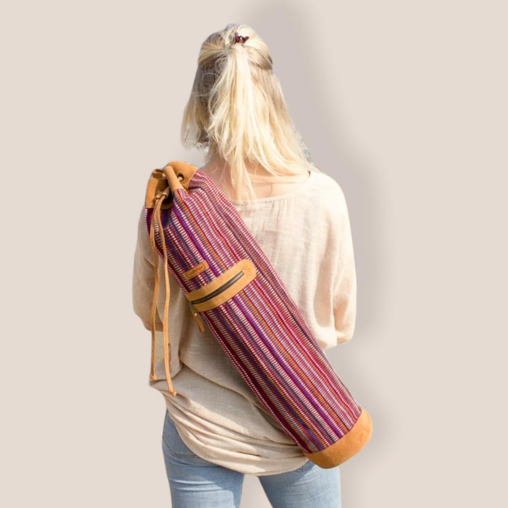 MUNIMUNI Aasha Top Yoga Mat Bag by Woven - Purple Recycle Pattern