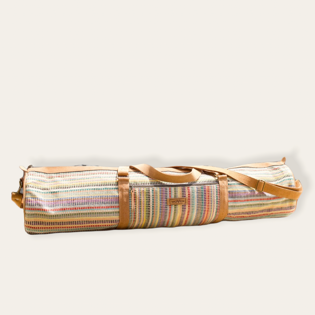 MUNIMUNI Aasha Zip Yoga Mat Bag by Woven - Light Mix Recycle Pattern