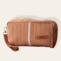 Make-Up Bag - Plain Brown and a Stripe