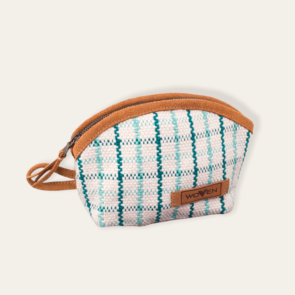 M-Purse -  Turquoise/ White Check Pattern