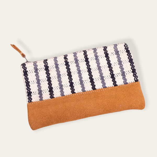 Zip Purse Small -  Black/ Grey/ White Check Pattern