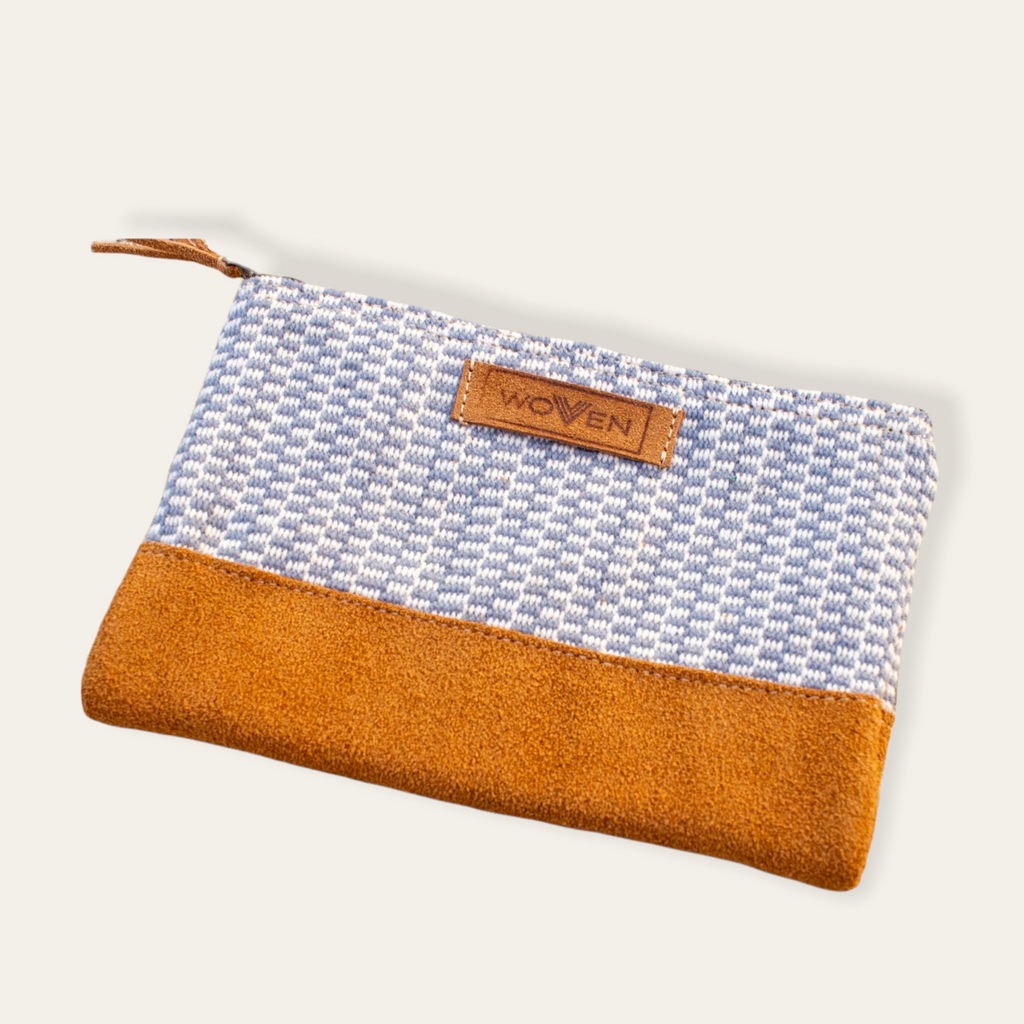 Zip Purse Small -  Light Blue/ Grey Finer Pattern