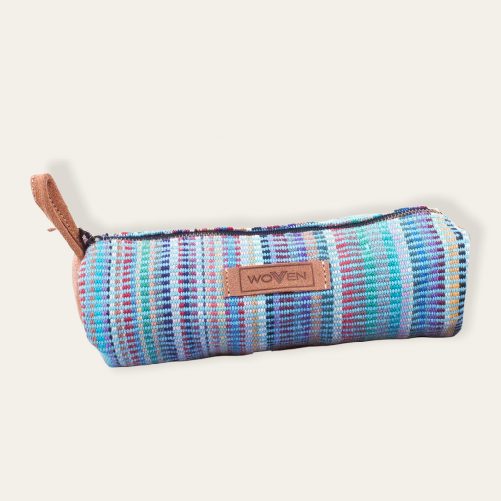 Pencil Case - Blue Recycle Pattern