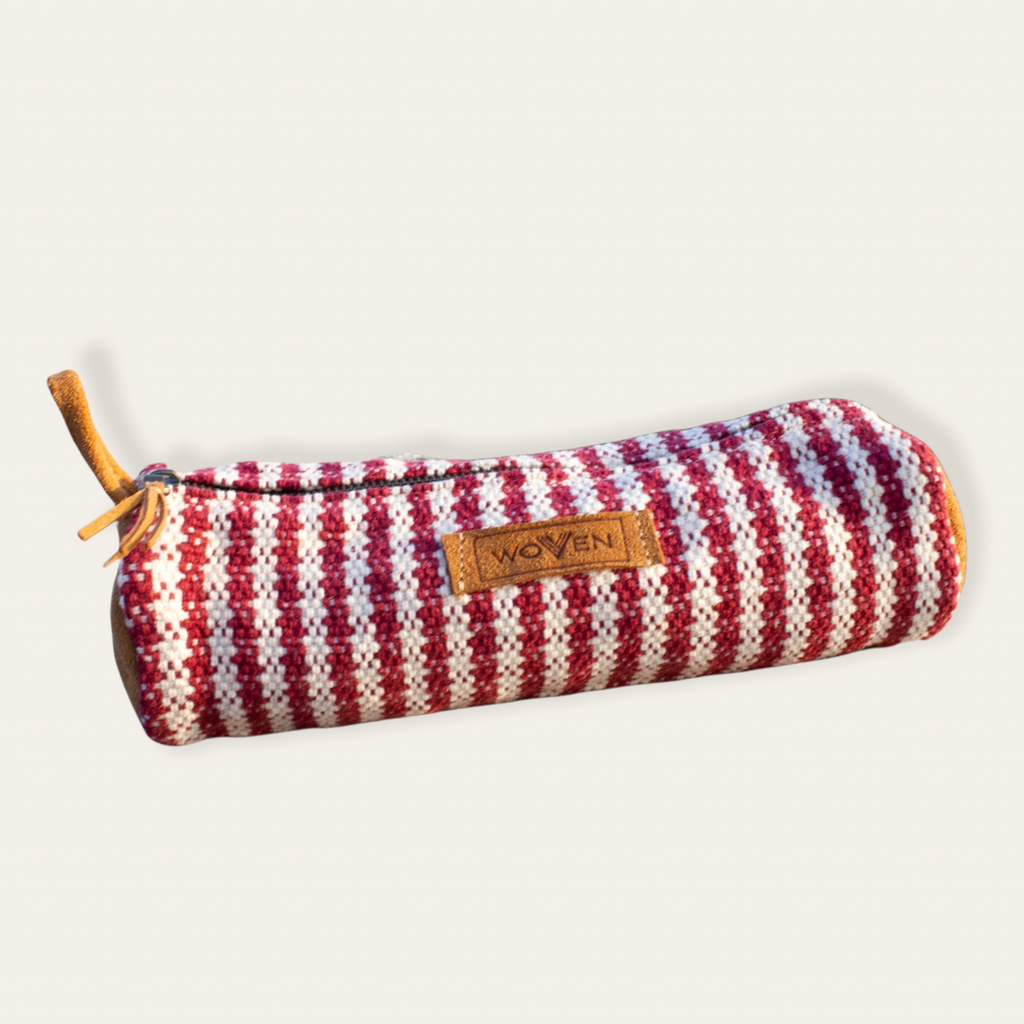 Pencil Case - Red/ White Thicker Stripe