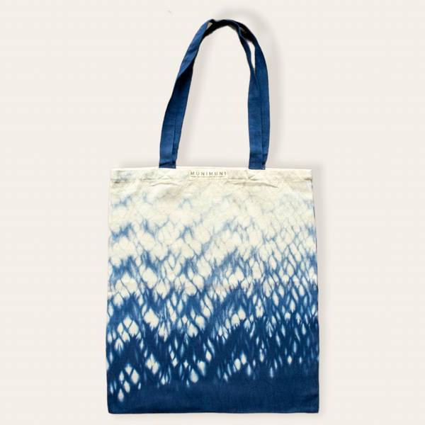 Tie Dye Tote Bag Small - Raindrop Indigo Blue