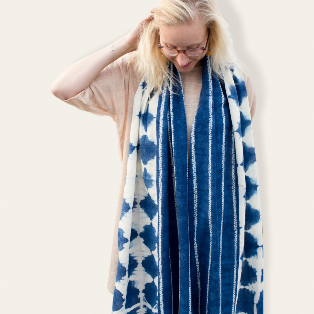 MuniMuni Tie Dye Scarf - Thread The Needle Indigo