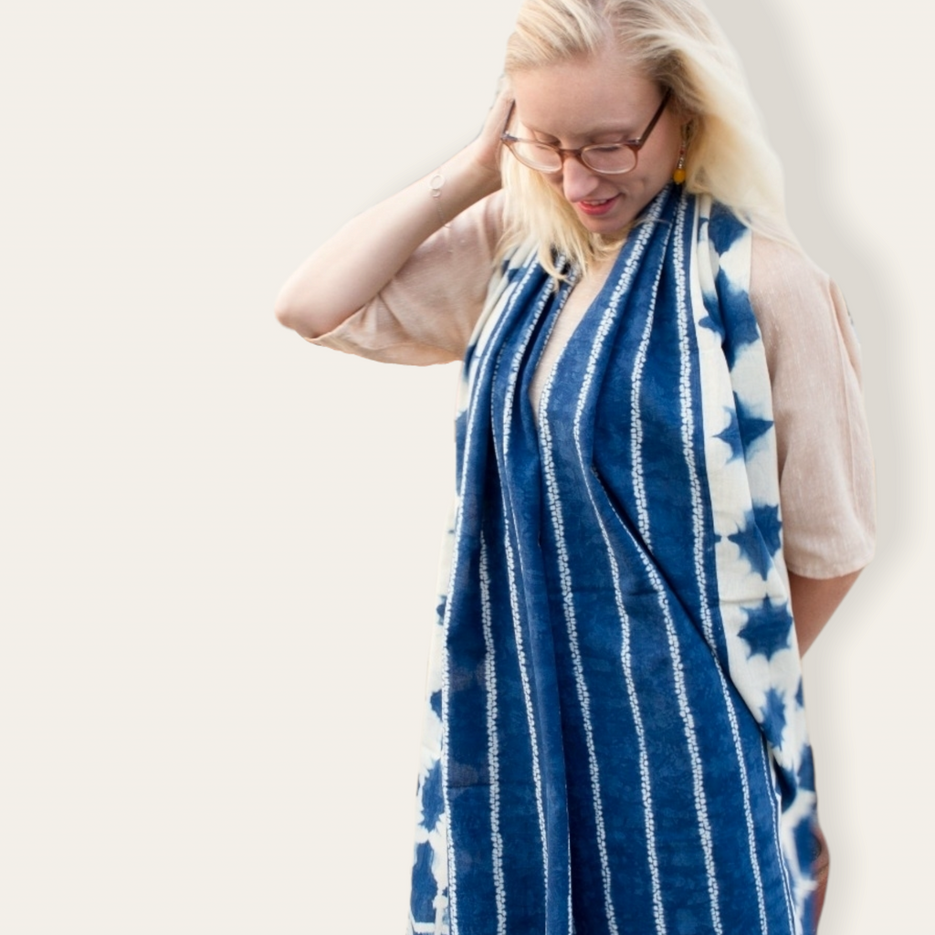 MuniMuni Tie Dye Scarf - Thread The Needle Indigo