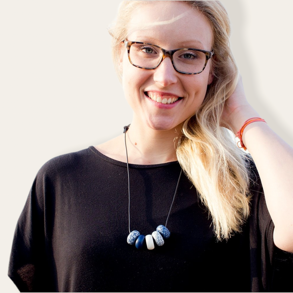Rondelle - Navy/ White Dark 5 beads