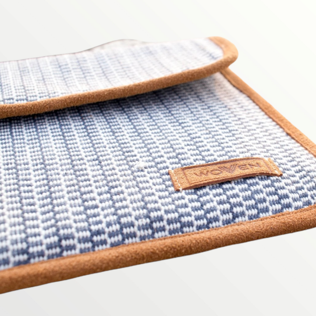 iPad Sleeve - Grey/ Blue/ White Finer Pattern
